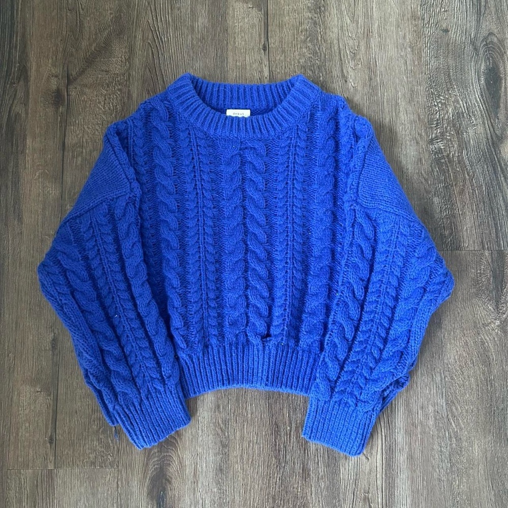 Blue Cable Knit Sweater